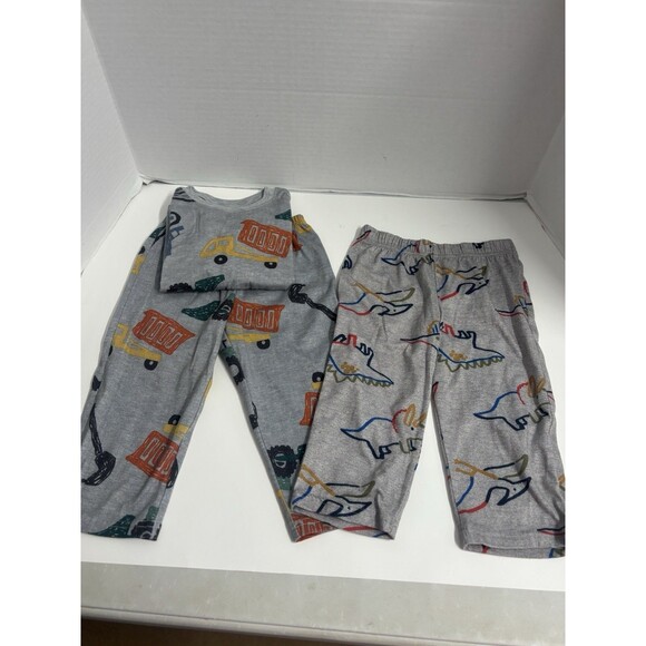 Carter’s 2T Boys Pajama Lot Dump Trucks / Dinosaur 3 Pieces - Picture 1 of 9